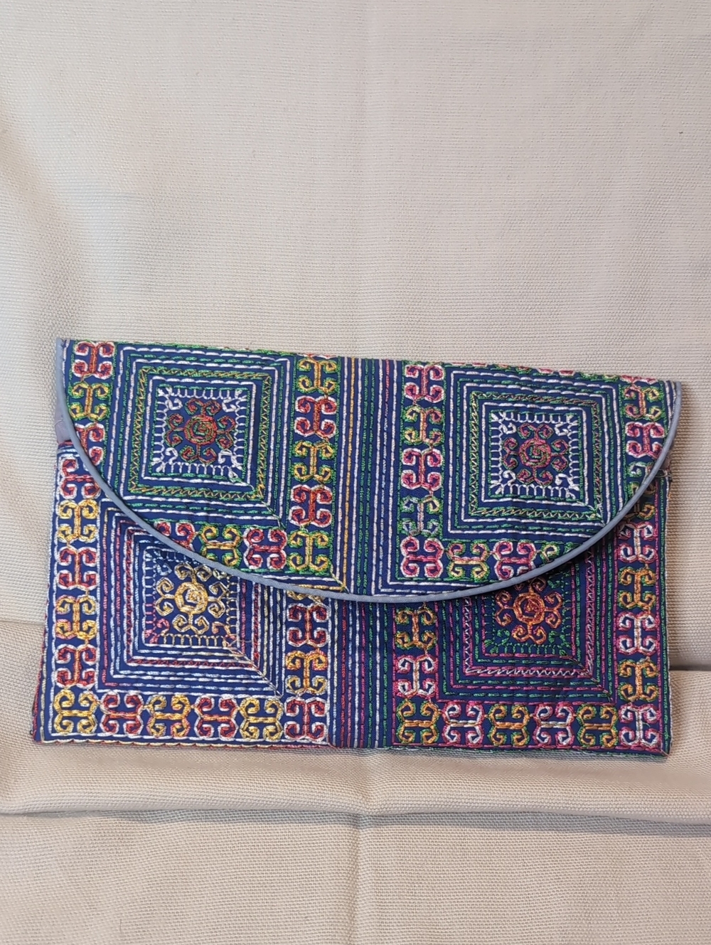 Embroidered Multicolor Envelope Clutch - Women Bags